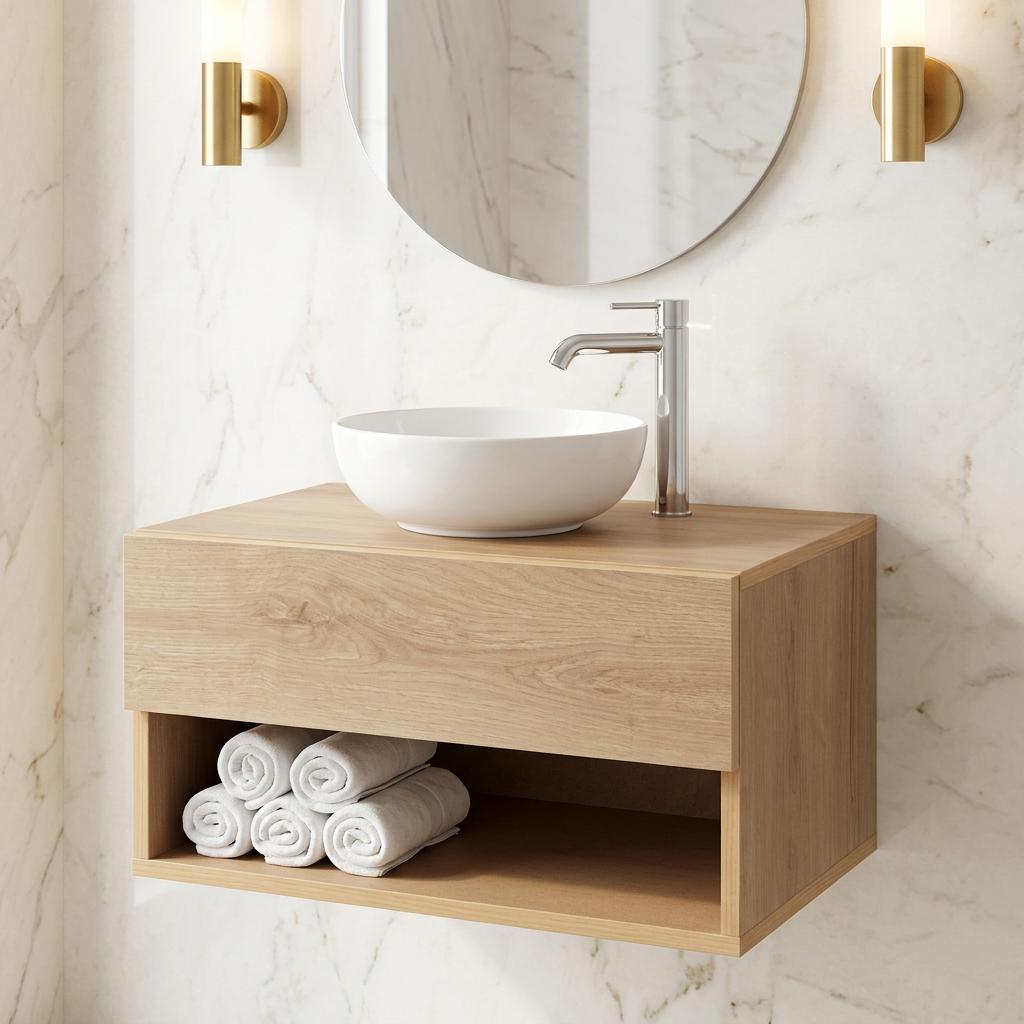 Floating HDHMR Water Resistant Bathroom Washbasin Vanity By Miza