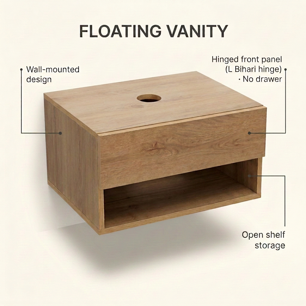 Floating HDHMR Water Resistant Bathroom Washbasin Vanity By Miza