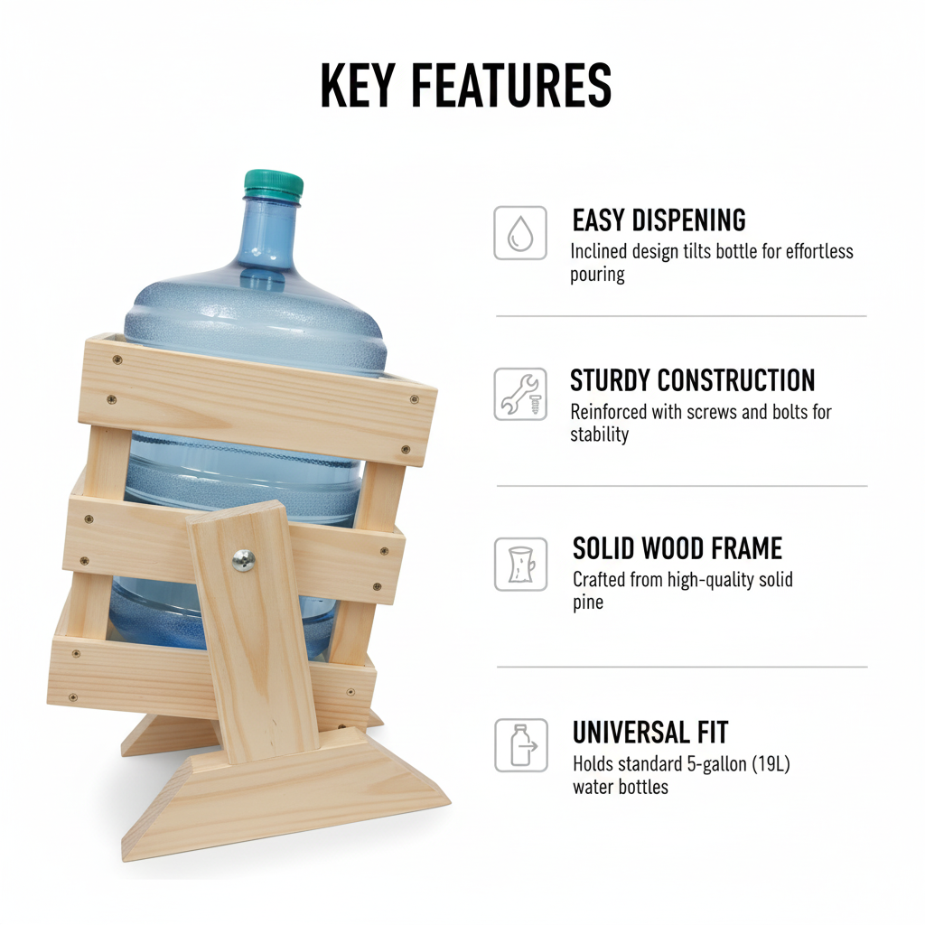 Wooden Water Jug Dispenser Stand / Bisleri 20 Liters Bottle Holder By Miza