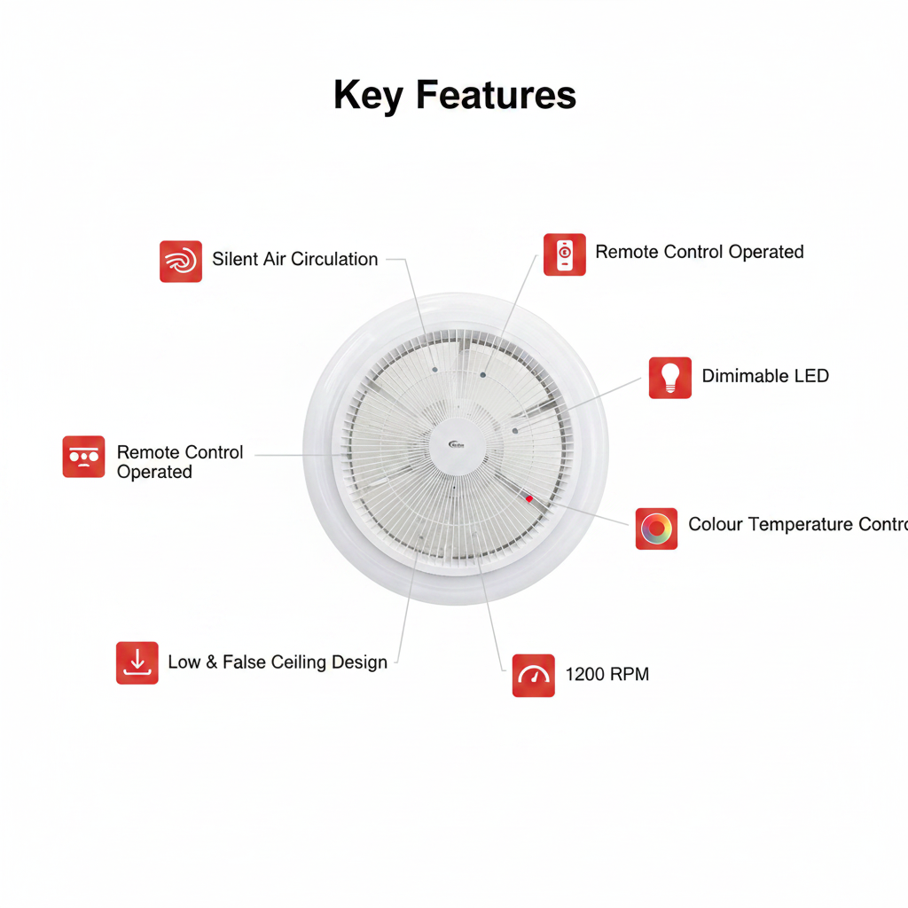 Deco Fan Mini 465 mm/18 INCHES | False Ceiling Ventilation Fan | Remote Operated | By Wadbros