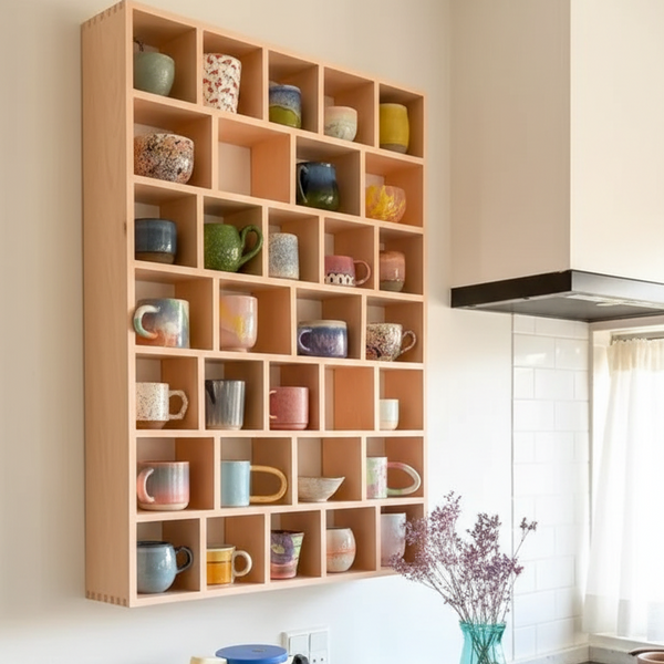 Wooden Cup Display Shelf By Miza