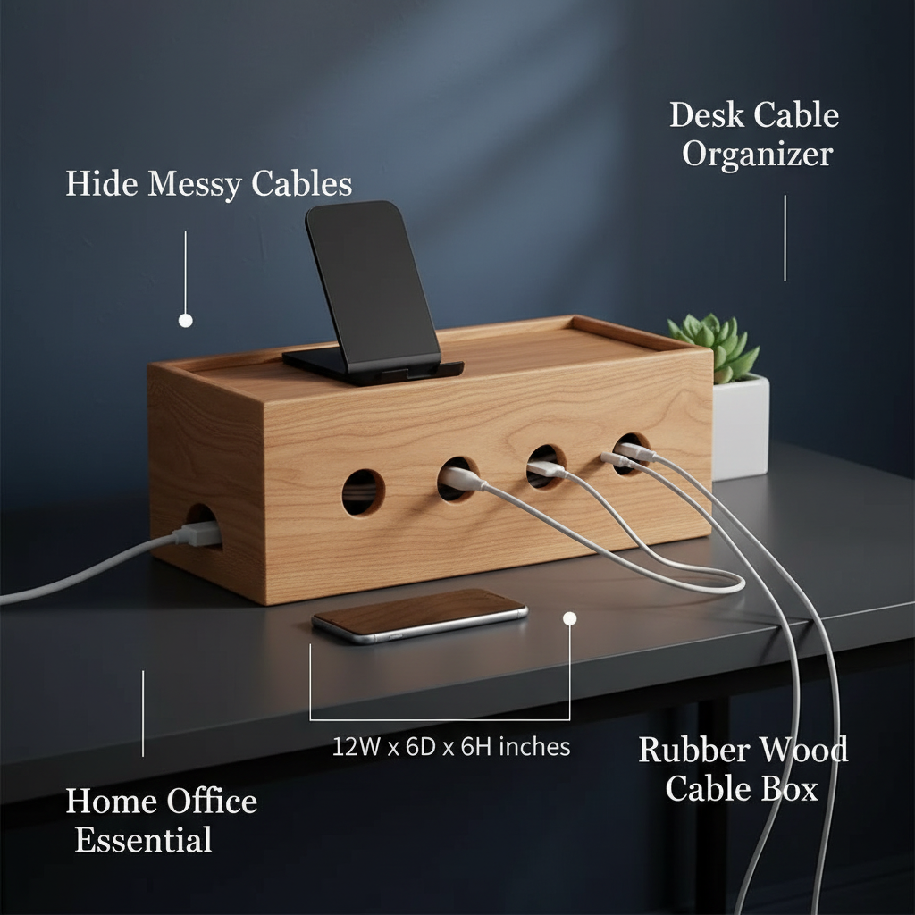 Rectangle Mobile Charger Wood Box By Miza