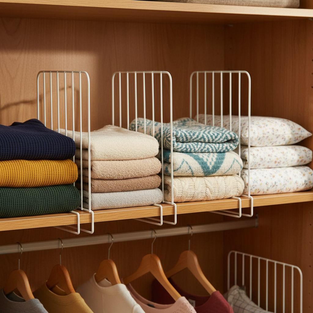 Metal Wardrobe Shelf Dividers & Separators | Closet Organizer Set of 4 | Rust-Proof | By AK