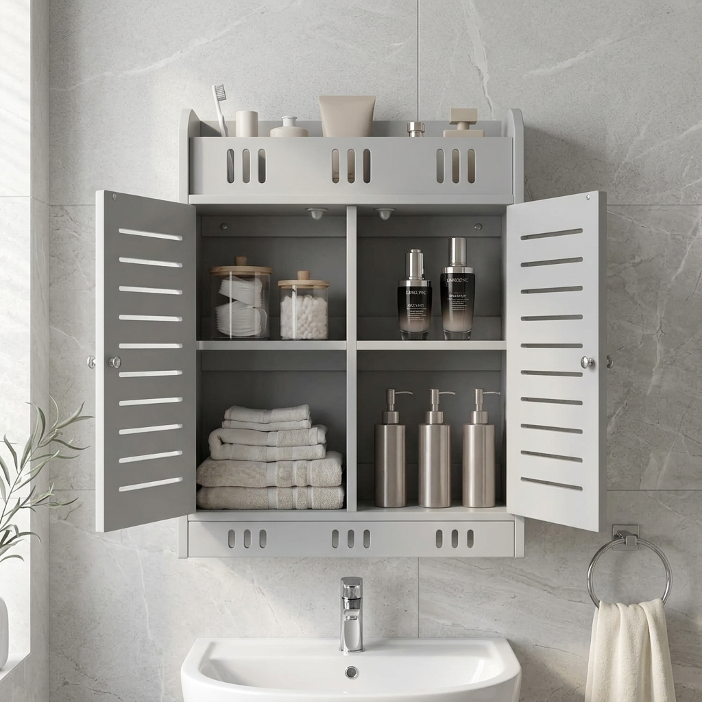 Wall Mounted PVC Bathroom [38] Storage Cabinet With By Miza