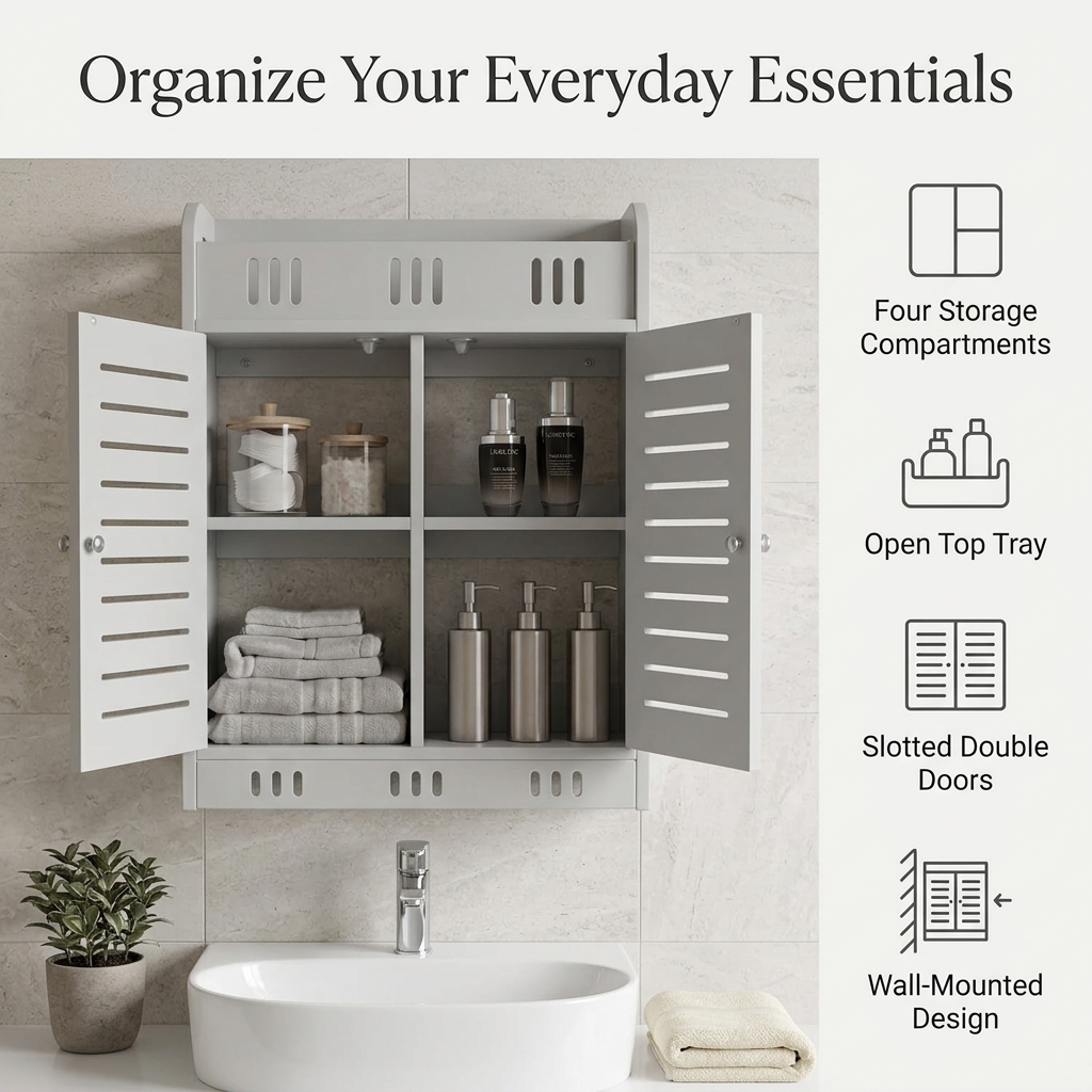 Wall Mounted PVC Bathroom [38] Storage Cabinet With By Miza