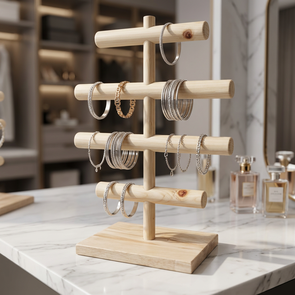 Wooden Handmade Portable Jewellery Stand By Miza