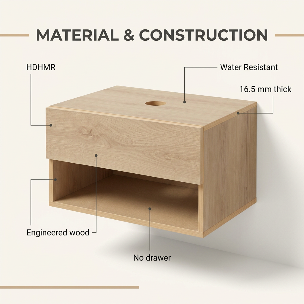 Floating HDHMR Water Resistant Bathroom Washbasin Vanity By Miza