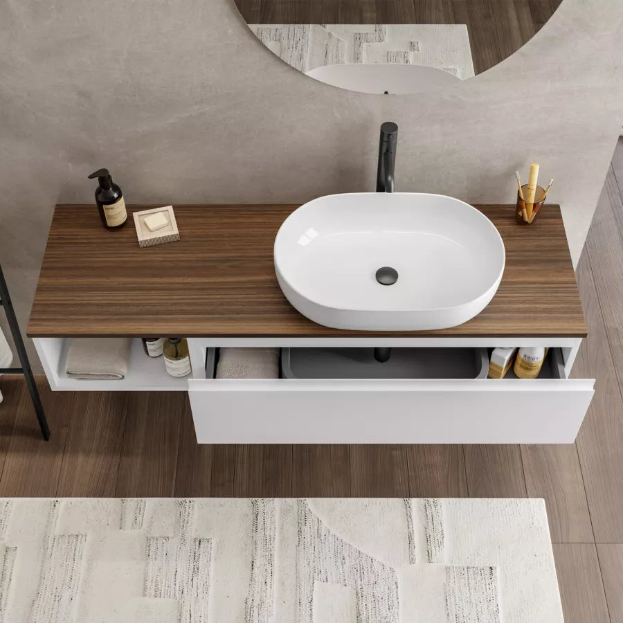 Suspended Bathroom HDHMR Water Resistant Washbasin Vanity Unit By Miza
