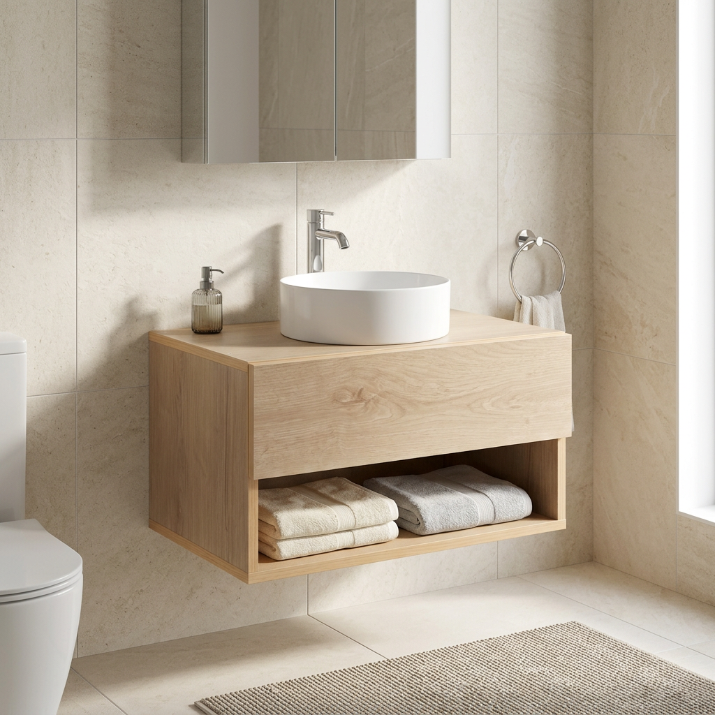 Floating HDHMR Water Resistant Bathroom Washbasin Vanity By Miza