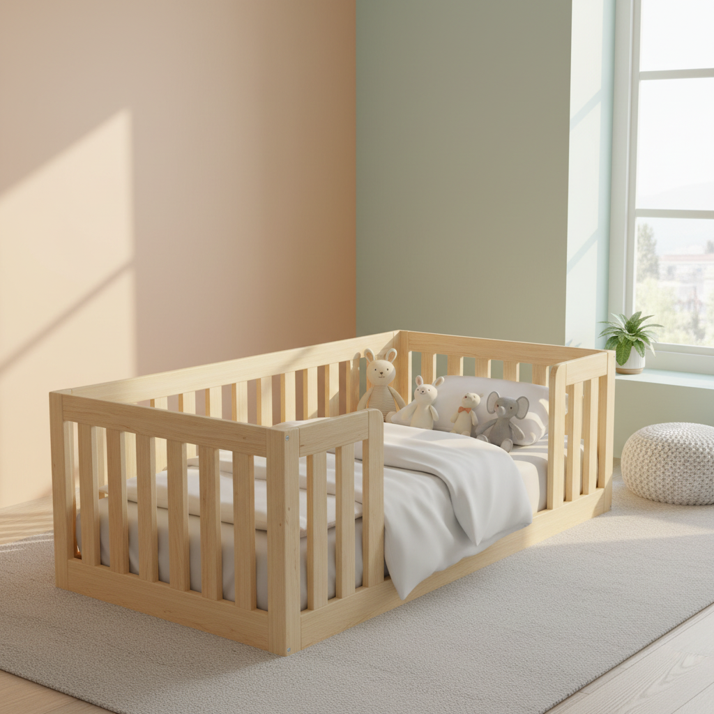 Montessori Wooden Baby Floor Sleep Station / Baby Cot By Miza