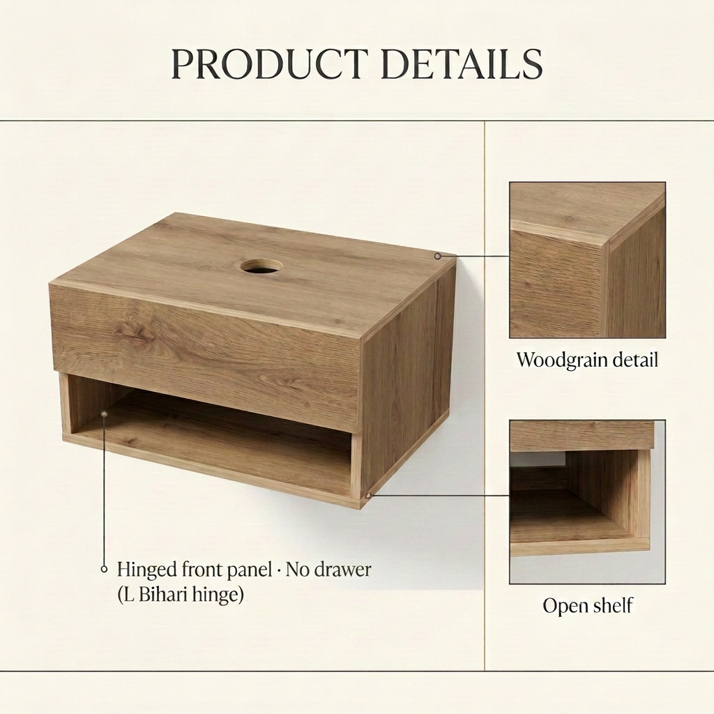 Floating HDHMR Water Resistant Bathroom Washbasin Vanity By Miza