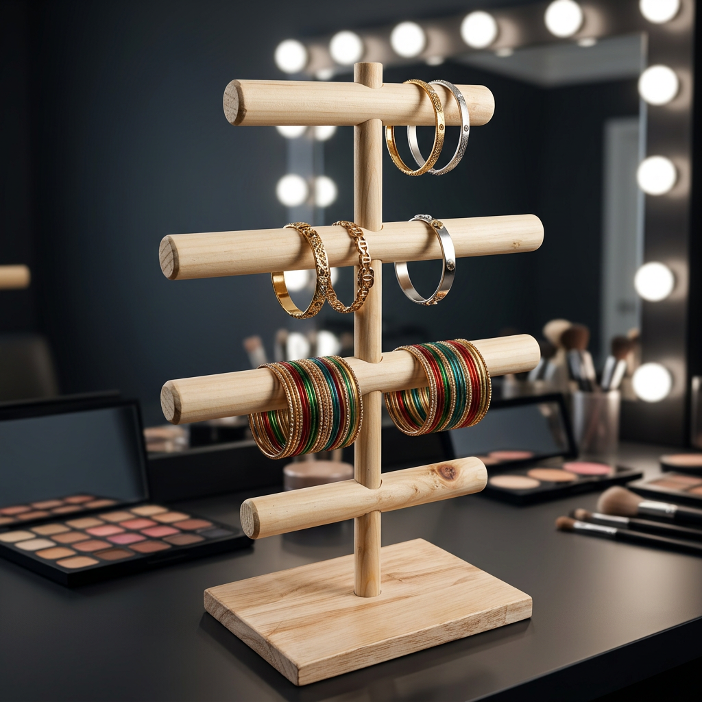 Wooden Handmade Portable Jewellery Stand By Miza