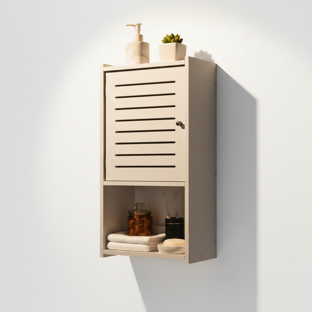 Small & Classy Modern White PVC Wall Mounted Cabinet For Bathroom Essentials By Miza