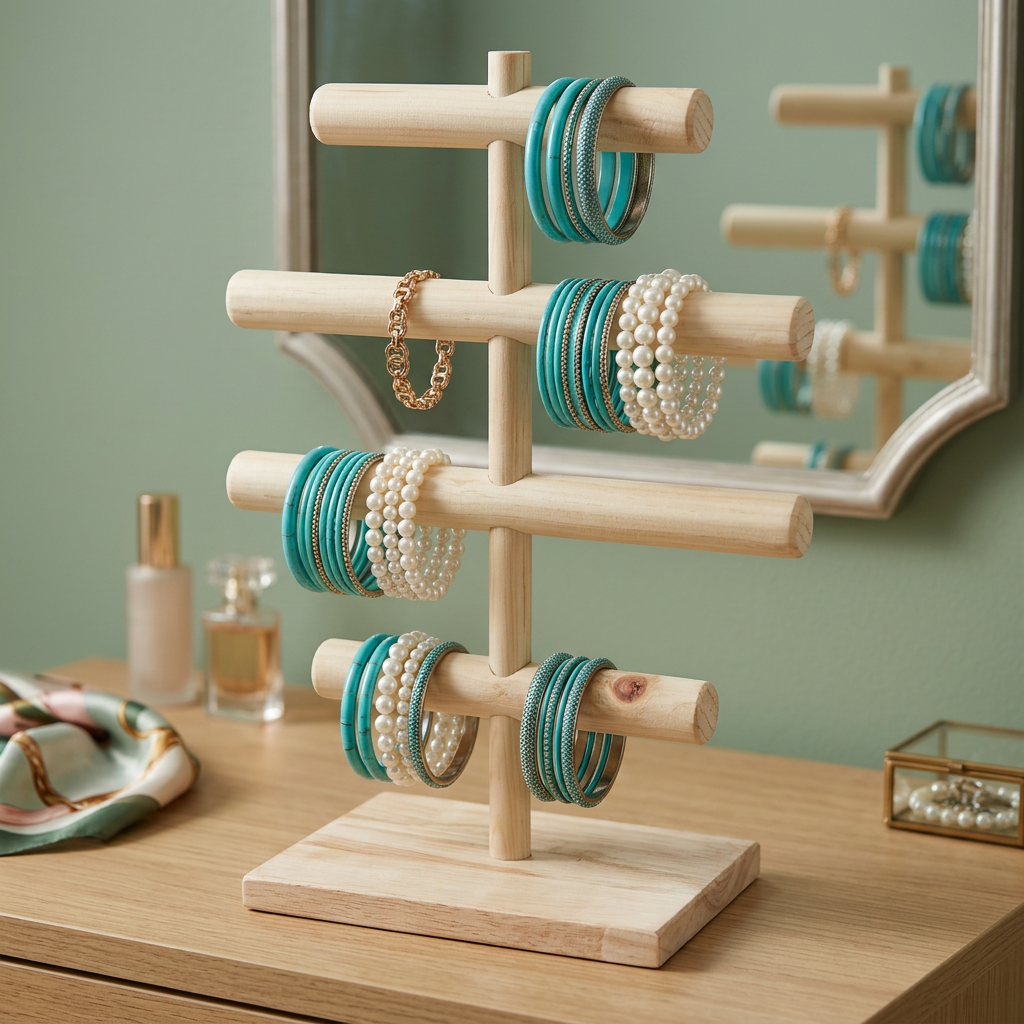 Wooden Handmade Portable Jewellery Stand By Miza