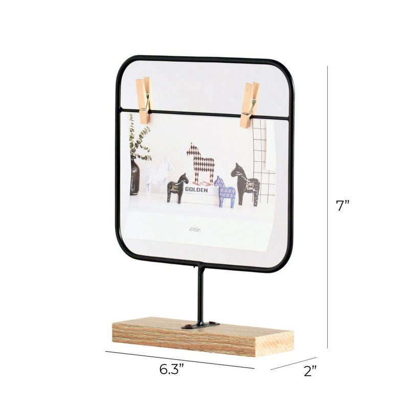 Black Metal Photo Frames With Wooden Clips By APT