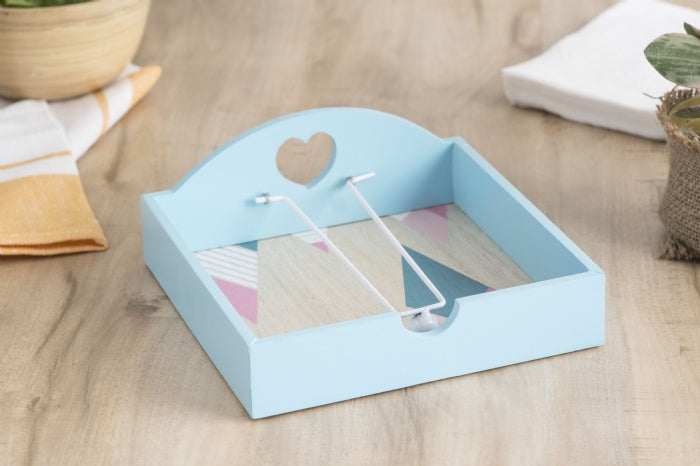 Colorful Coastal Wooden Napkin/Tissue Holder With Heart Cut Random Color-1 PC-BY APT