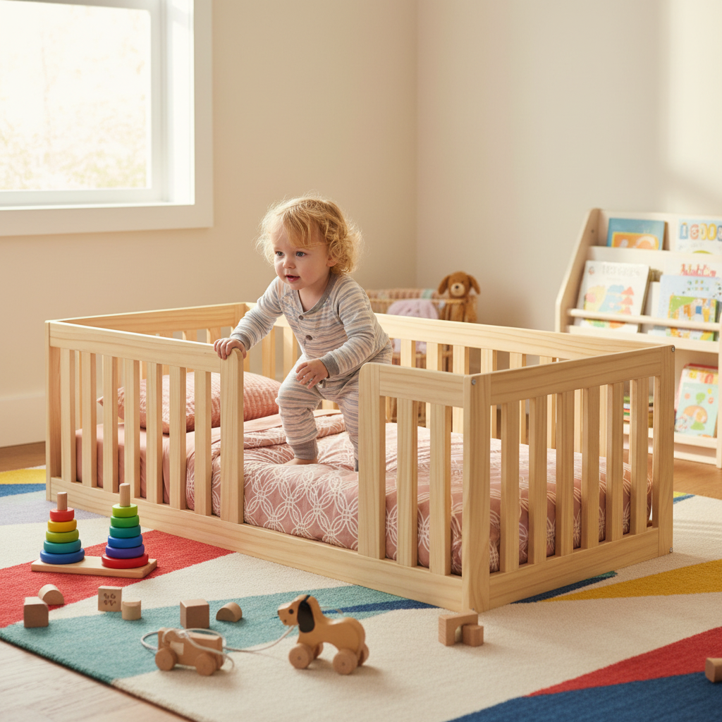 Montessori Wooden Baby Floor Sleep Station / Baby Cot By Miza