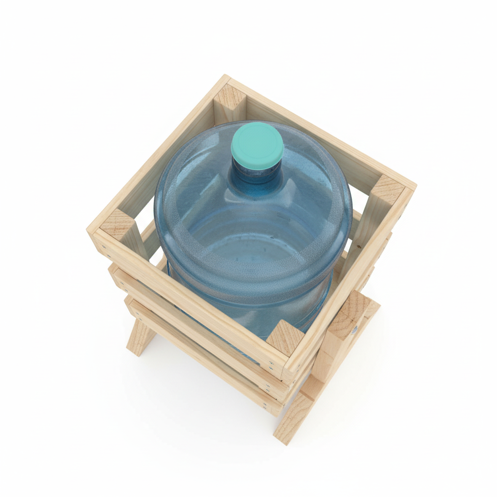 Wooden Water Jug Dispenser Stand / Bisleri 20 Liters Bottle Holder By Miza