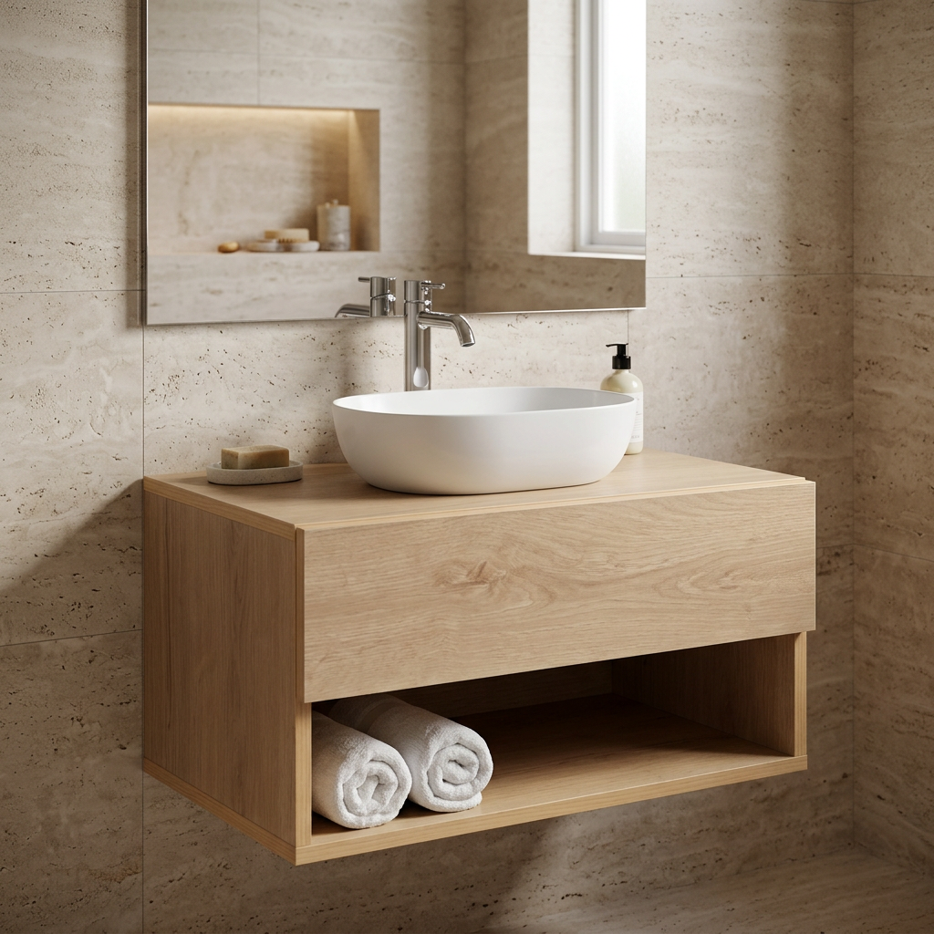 Floating HDHMR Water Resistant Bathroom Washbasin Vanity By Miza