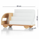 Wood 4-Shelf Truck-Shaped Kids Bookcase with Open Storage By Miza