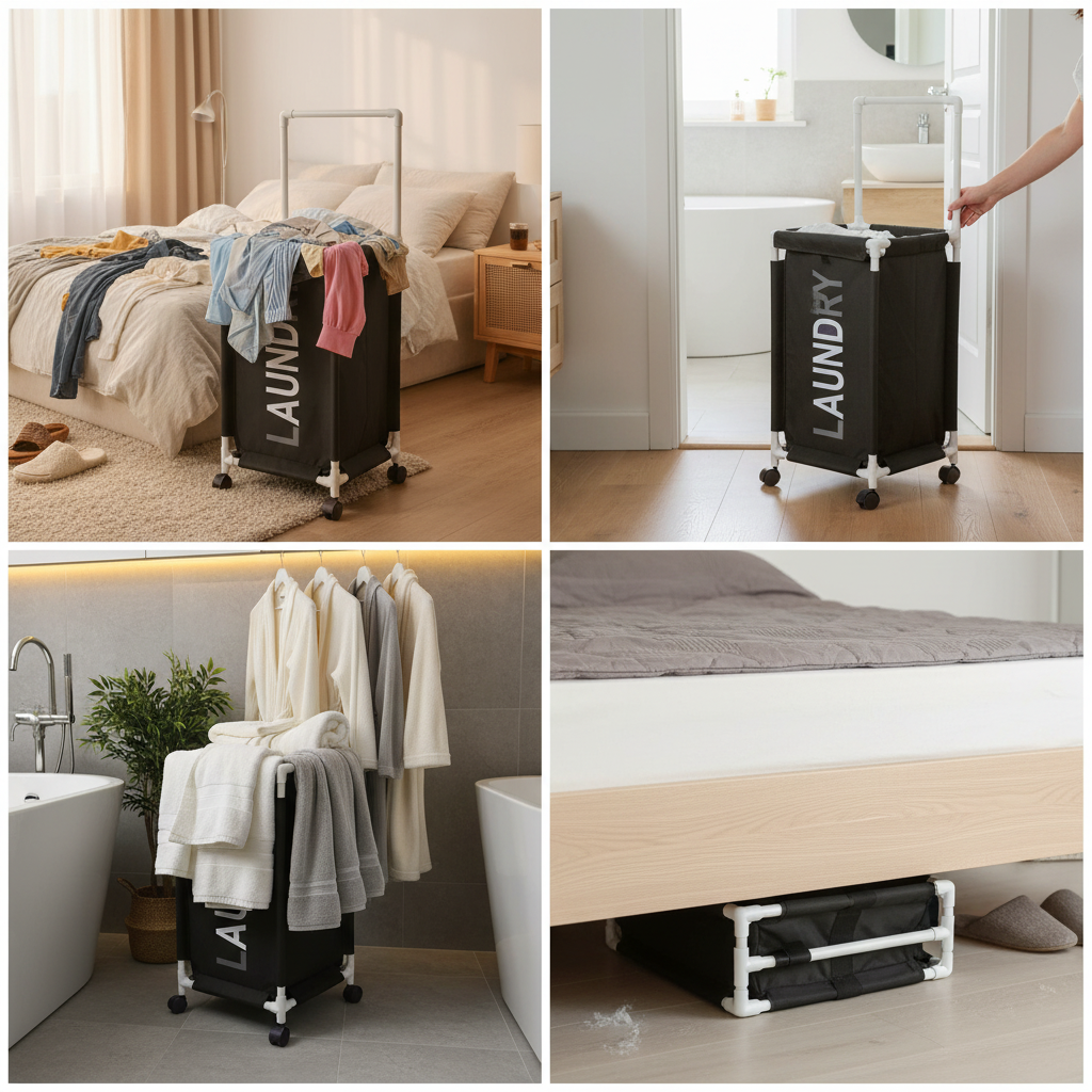 Foldable Laundry Hamper Basket With Handle & Wheels | Oxford Cloth | 2 Sizes | By APT