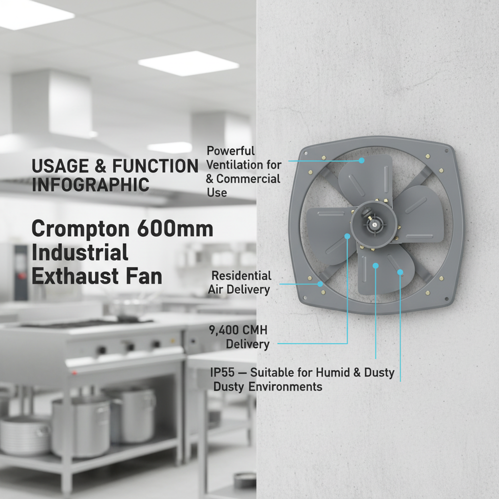 Crompton 600mm (24 Inch) Heavy-Duty Exhaust Fan | 9,400 CMH | IP55 Rated | For Residential & Commercial Use