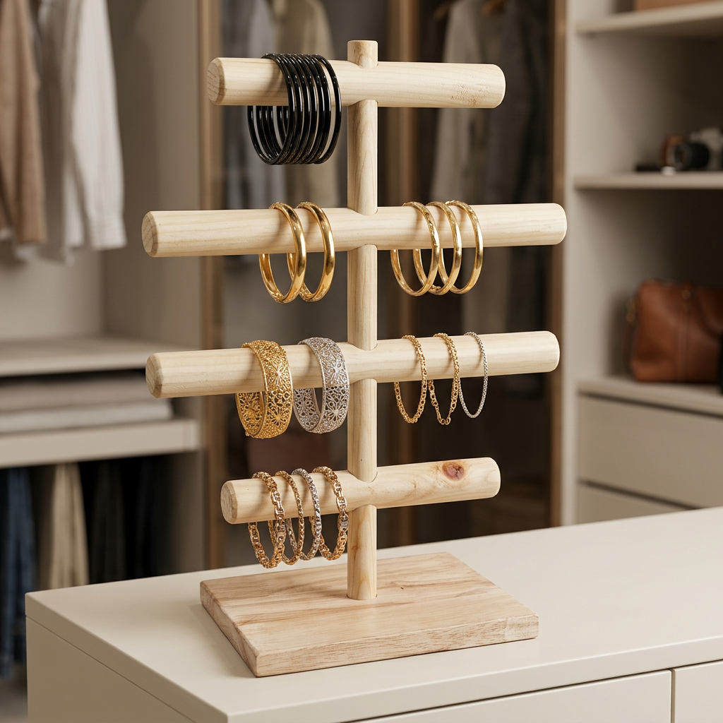 Wooden Handmade Portable Jewellery Stand By Miza