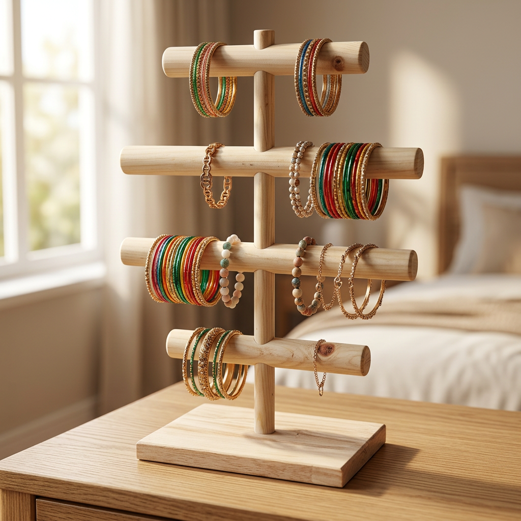 Wooden Handmade Portable Jewellery Stand By Miza