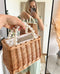 Rattan Handmade Tote Bags Ladies Beach Basket Bag Pearl Beads By APT