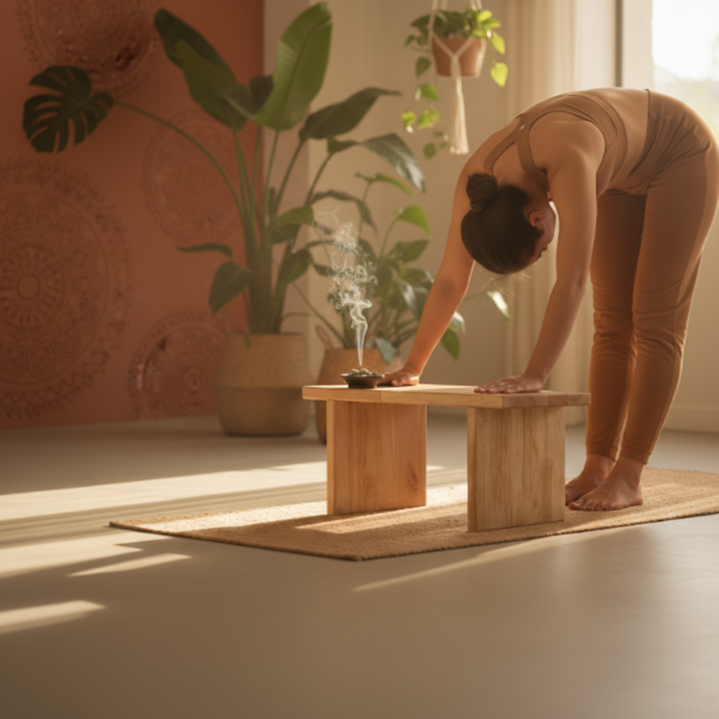 MIZA Wooden Meditation Stool | Yoga Seiza Bench | Rubberwood | 45×19×18 cm