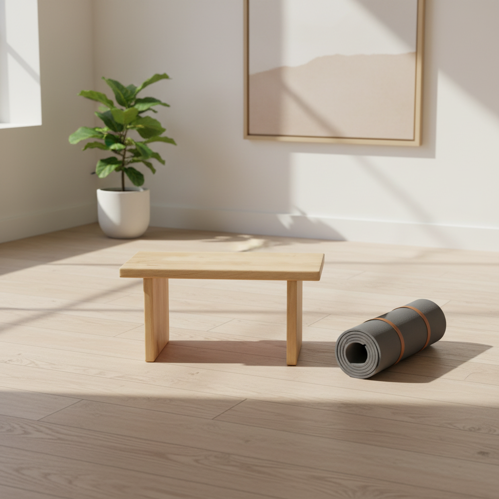 MIZA Wooden Meditation Stool | Yoga Seiza Bench | Rubberwood | 45×19×18 cm