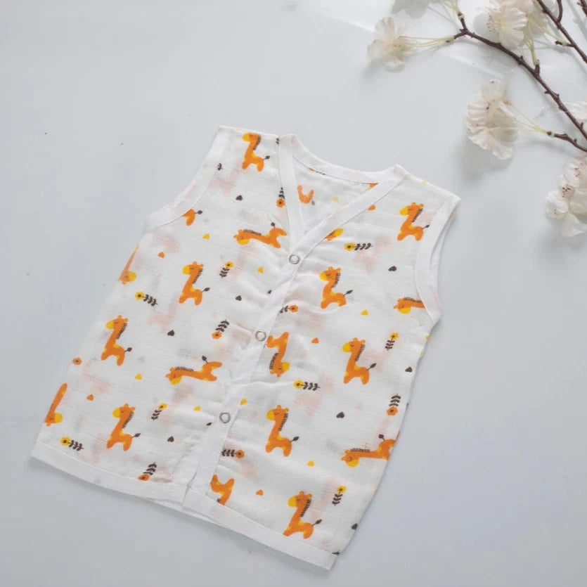 Jabla/Vest Button Type Muslin Cloth For Baby Multi Printed Pack Of 5 By MM