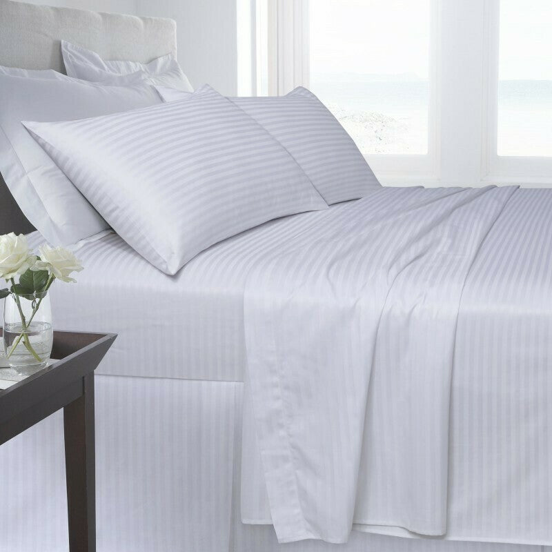 Satin Stripe Bed Linen Set with Two Pillow Covers In 200Tc & 300Tc