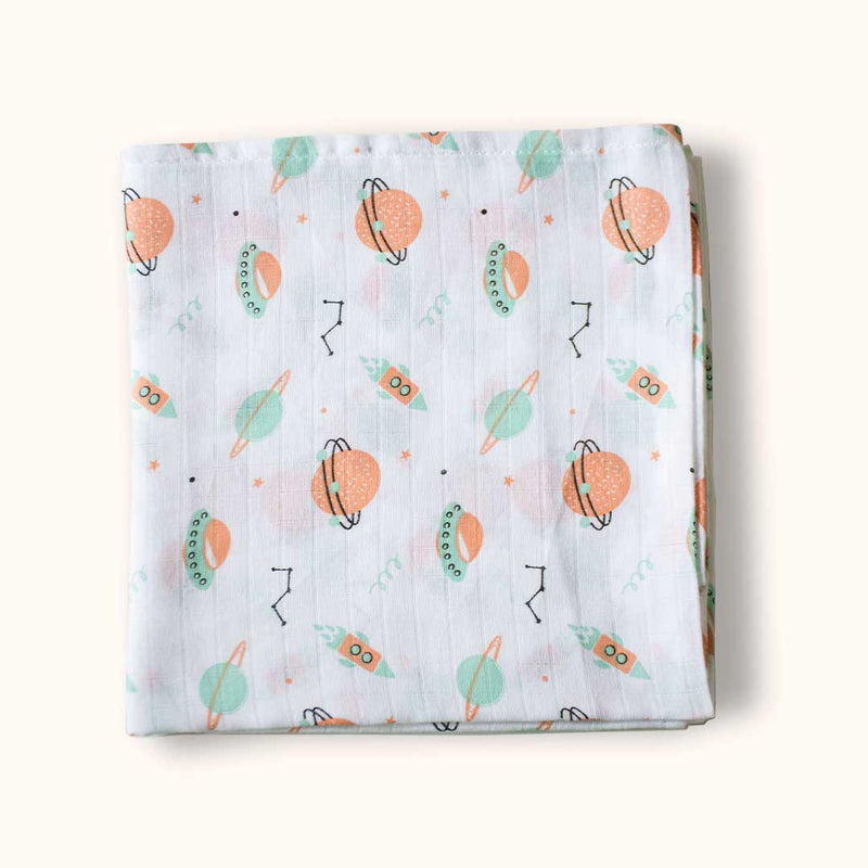 Space Plane Random Printed Muslin Swaddle Blanket For Baby By MM - 1 Pc