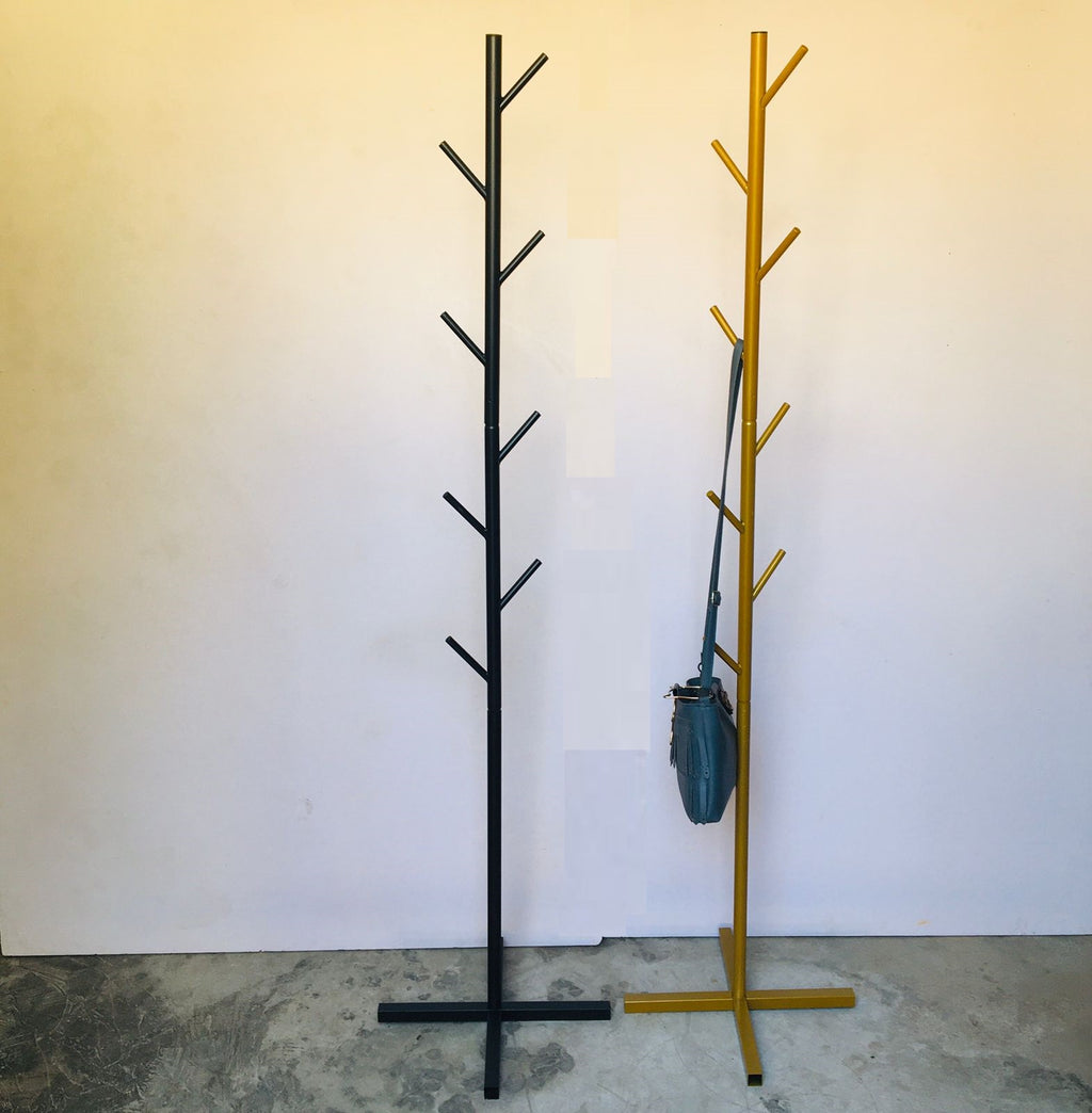 X - Style Tree Shaped Coat Stand Floor Standing Metal Rack With 8 Hangers With Metal Base
