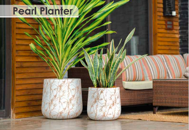 Pearl Planter For Indoor/Outdoor In White Italian Marble Finish By Harshdeep - 1 PC
