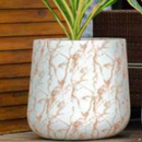 Pearl Planter For Indoor/Outdoor In White Italian Marble Finish By Harshdeep - 1 PC