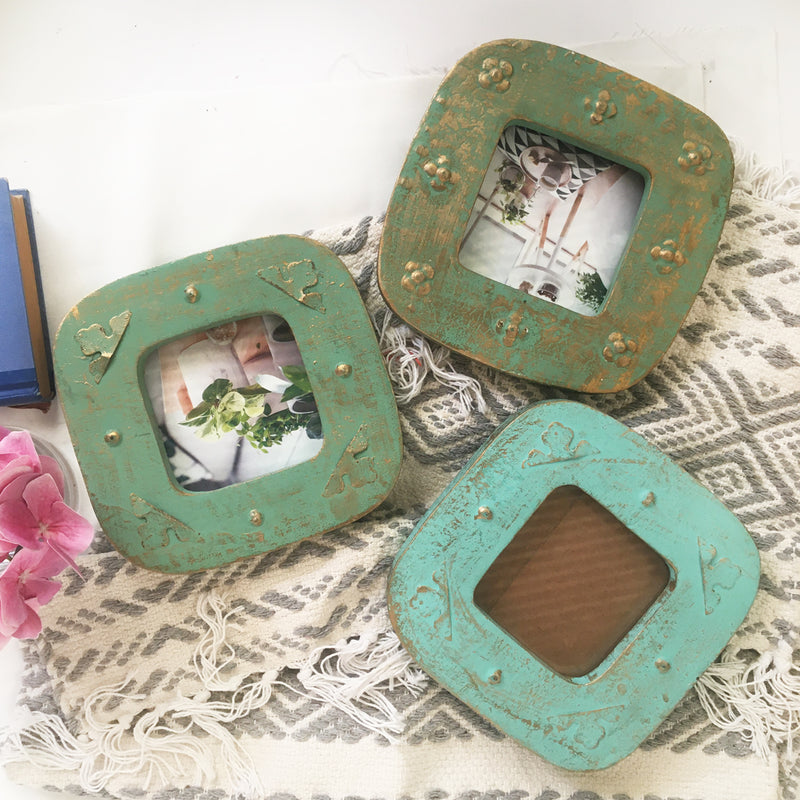 Antique Gold & Green Wooden Photo Frame By HMF