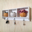 White Utility Three Compartment Shelf With Steel Hanging Hooks By Miza