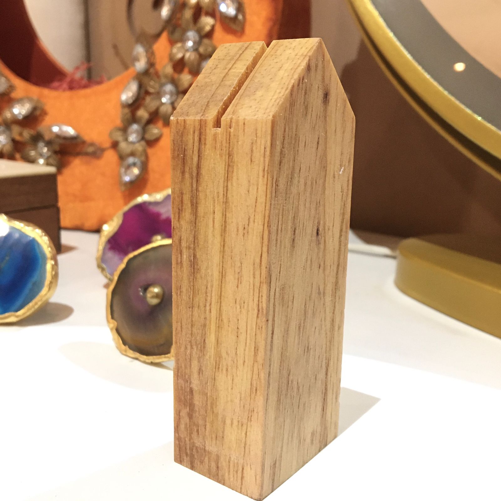 Wood Photo Stands/Place Card Holder/Little Wood House Desk Accessory Set Of 2 By Miza