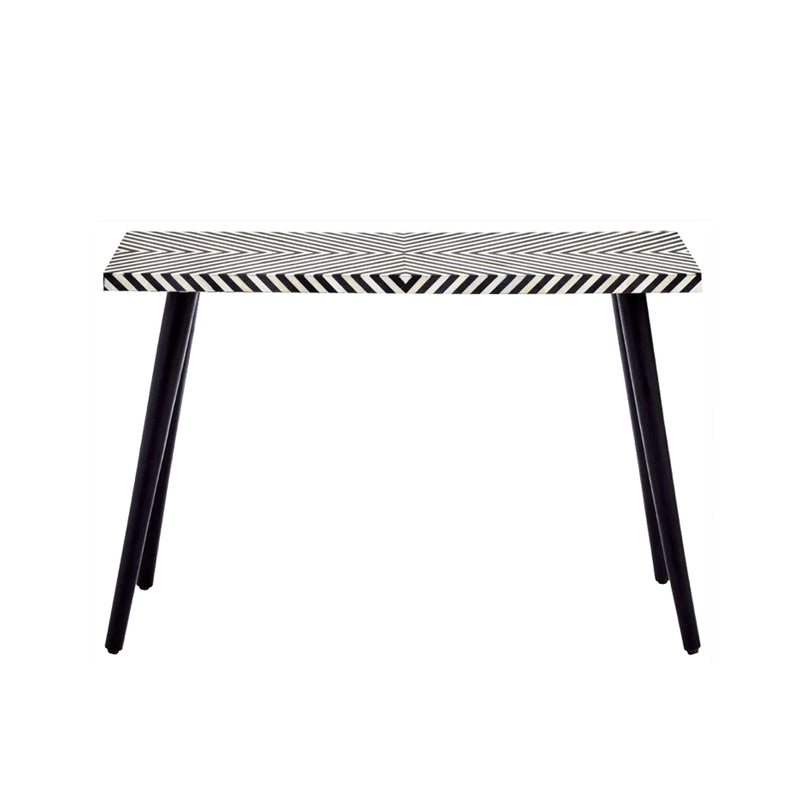 Rectangular Black and White Geometrical Pattern Resin Inlay Console Table By Fita