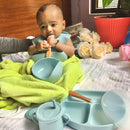 Round Design Eco-Friendly Baby Silicone Bibs Dinner Plate/Feeding Set By CN