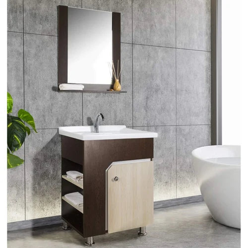 Maple And Dark Brown Bathroom Vanity Unit With Mirror ( Model - 2027 ) By TGK