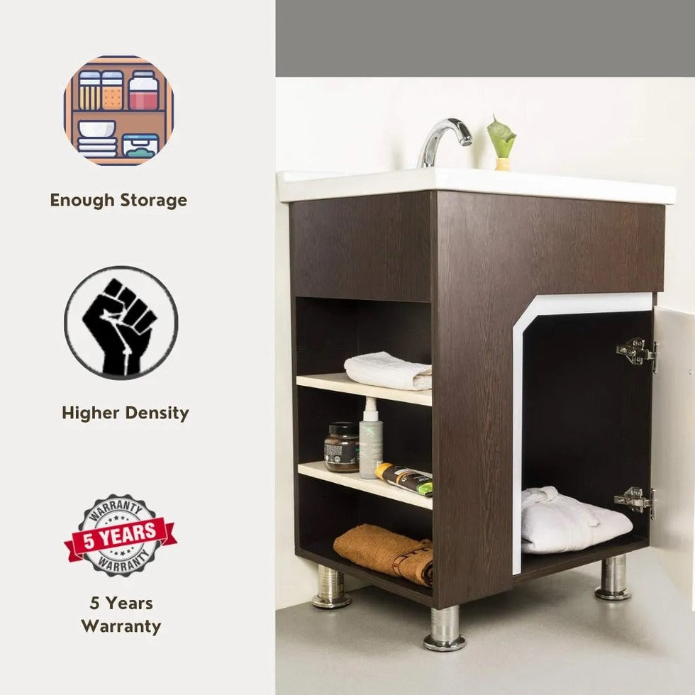 Maple And Dark Brown Bathroom Vanity Unit With Mirror ( Model - 2027 ) By TGK