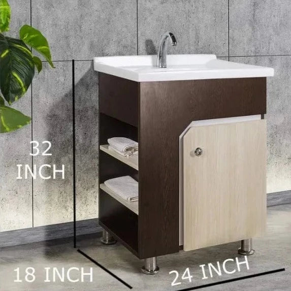 Maple And Dark Brown Bathroom Vanity Unit With Mirror ( Model - 2027 ) By TGK