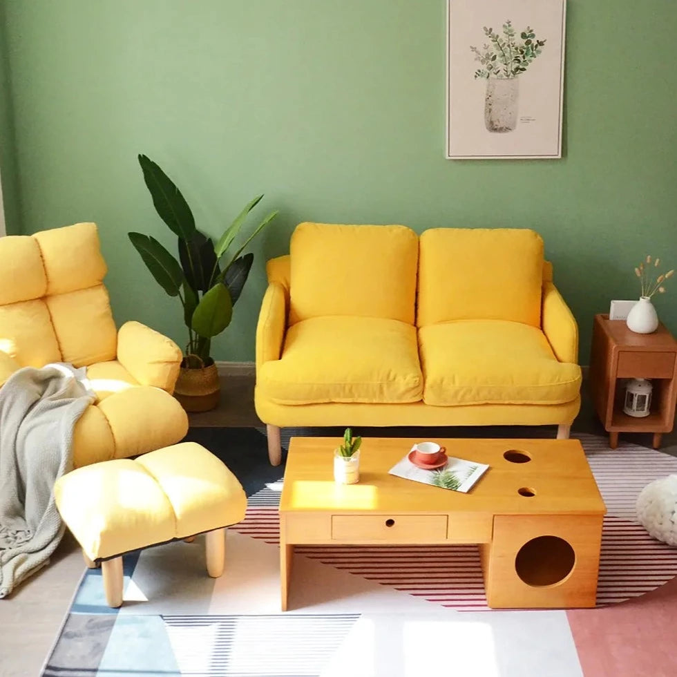Rectangular Coffee Table With Drawer & Cat/Dog House By Miza