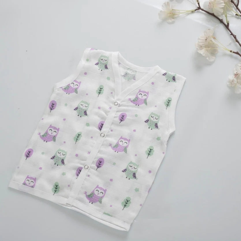 Jabla/Vest Button Type Muslin Cloth For Baby Multi Printed Pack Of 5 By MM