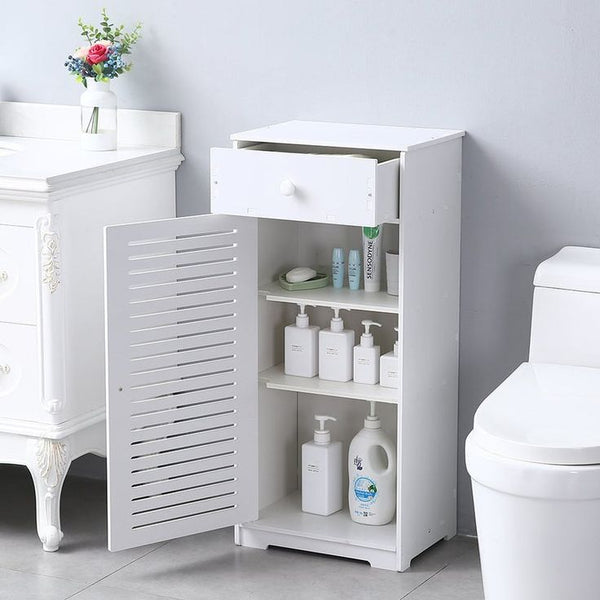 Floor Standing PVC Bathroom Side Storage Cabinet 