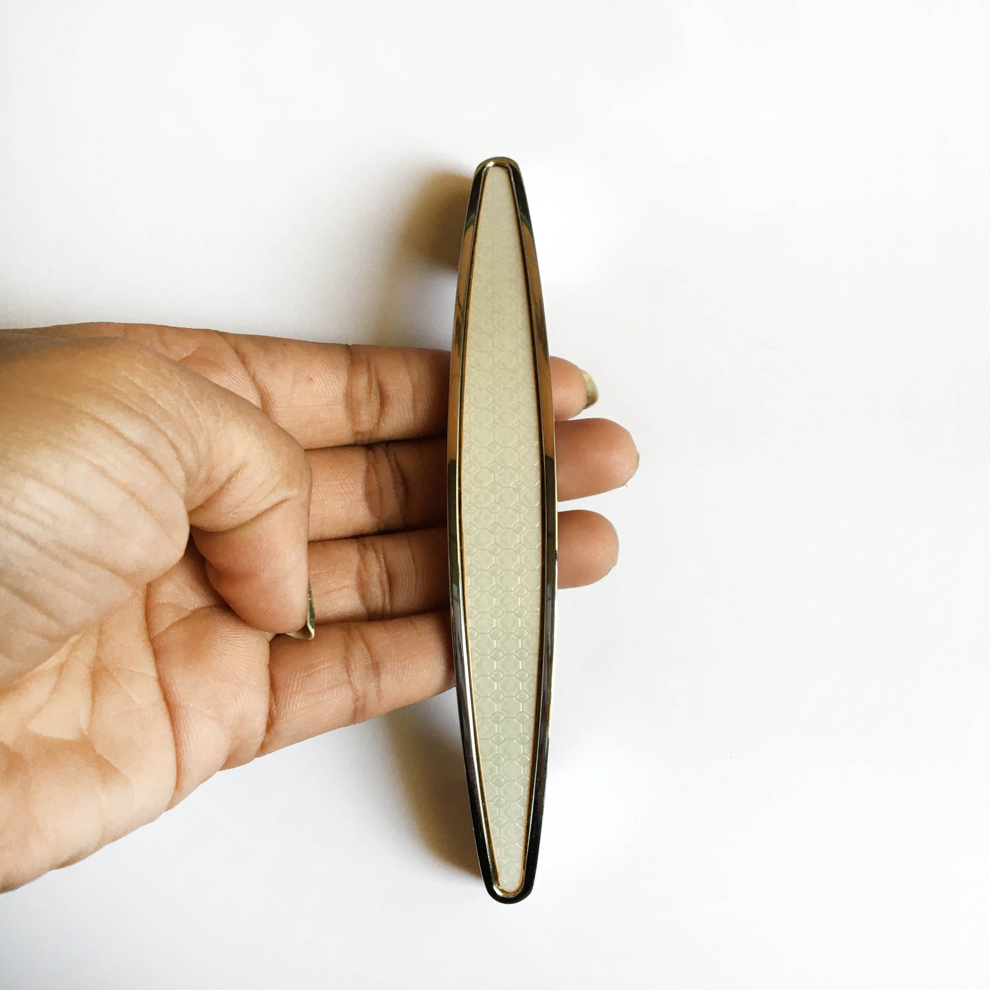 Arc Shape Hexagonal Pattern Metal Silver Tone Door/Cupboard Pull Handle 1Pc By DH