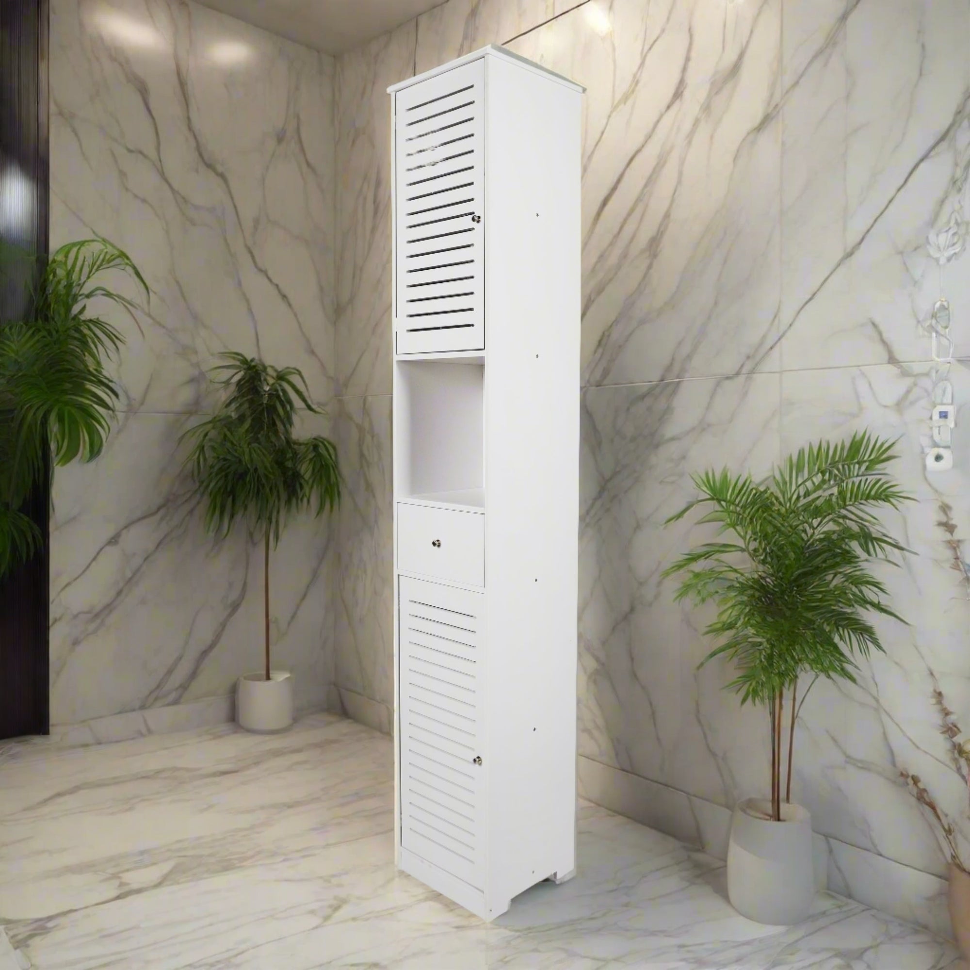 Tall Storage 6 Feet Vanity PVC Bathroom Cabinet For Bathroom & Toilet Essential By Miza